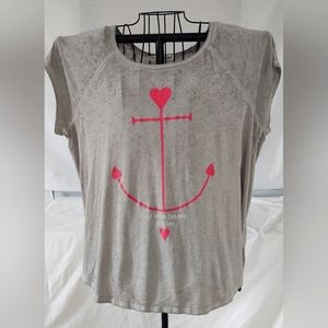 NWOT Gray Burnout style material. Pink Anchor on front. SIZE XL